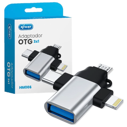 Adatpador OTG 1 em 3 para Micro USB/Type c/lightining